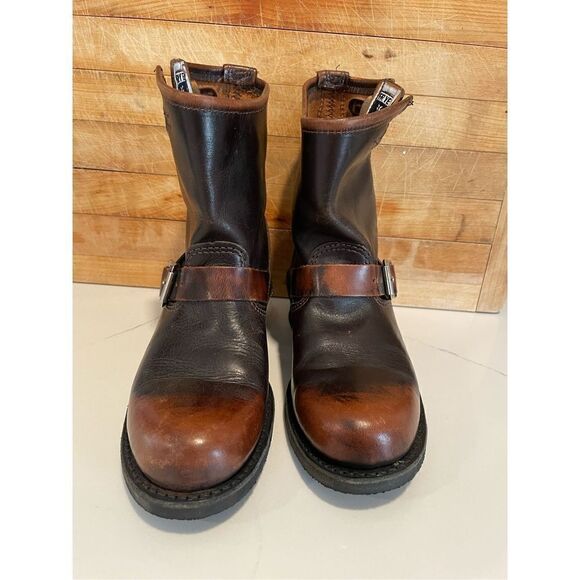 FRYE Smith Engineer Distressed Brown Leather Boots Women’s Sz 6